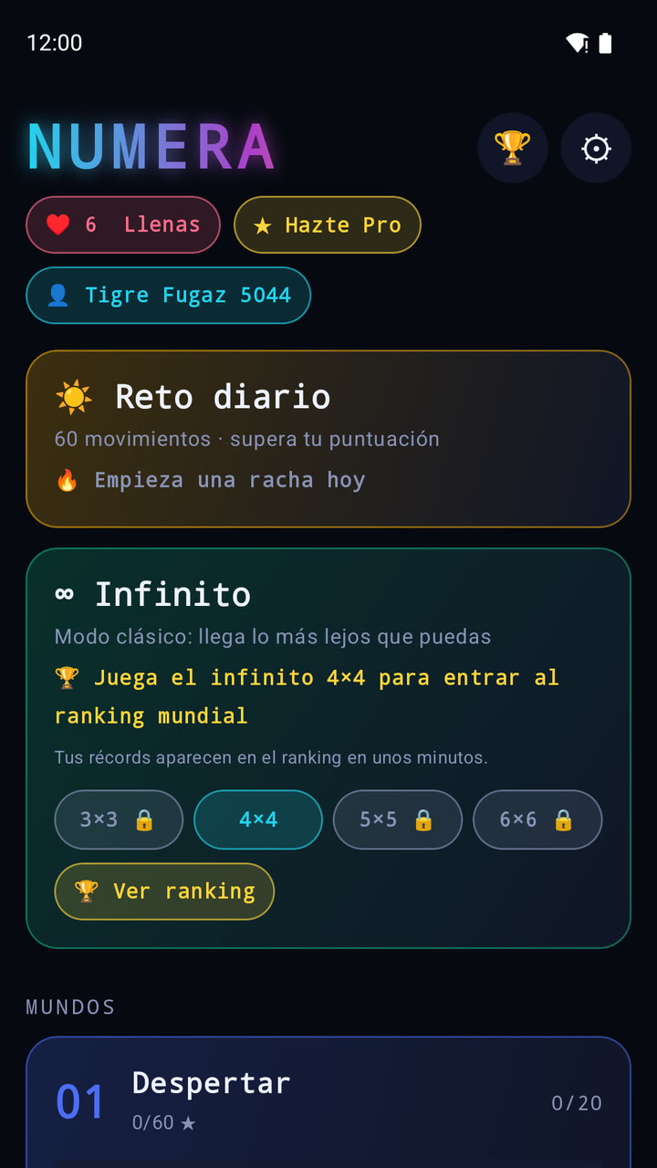 Pantalla de inicio